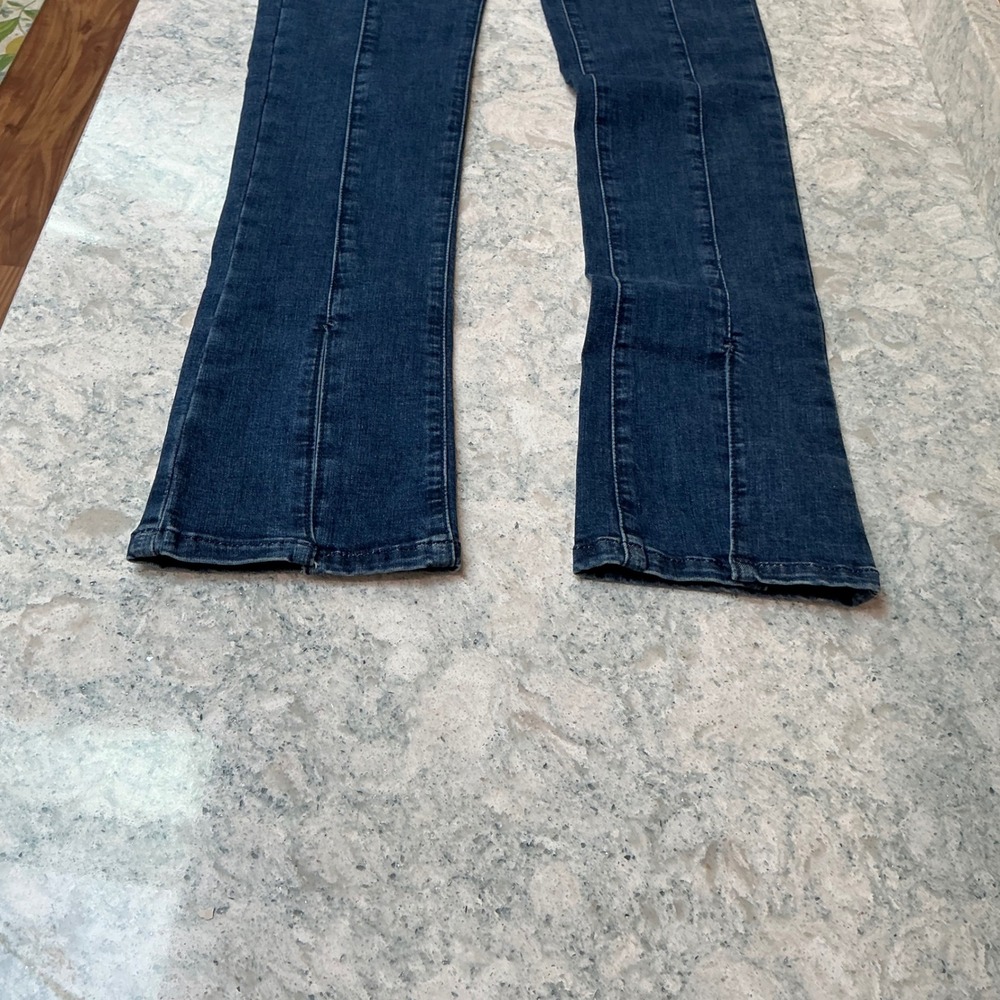 FREE PEOPLE Womens Pull On Denim Jeans Split Flare Leg High Rise XS Blue - Picture 6 of 8